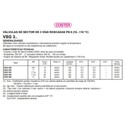 VALVULA MEZCLADORA COSTER  SECTOR  VSG 320 3 VIAS 3/4"  ROSCADA