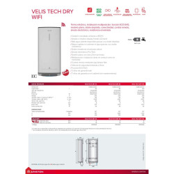 TERMO ELECTRICO VELIS TECH DRY WIFI 100L. MULTIPOSICION